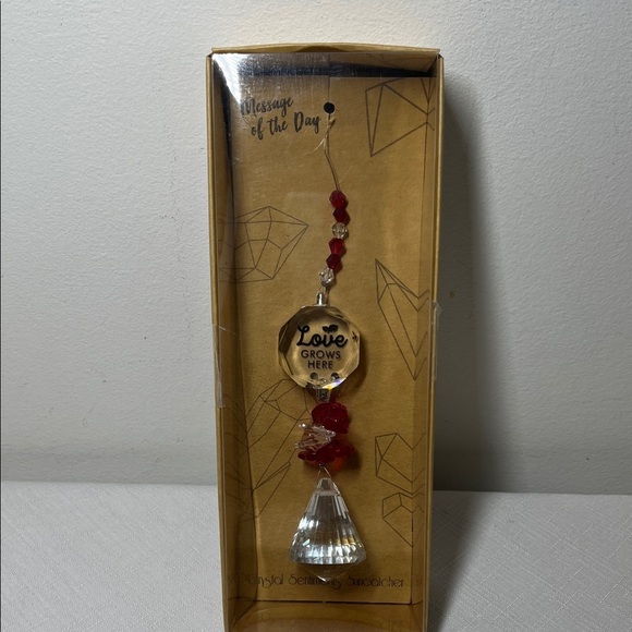 Crystal Sentiment Suncatcher with Red Accents. Love grows here. New. Gift. - Picture 2 of 5